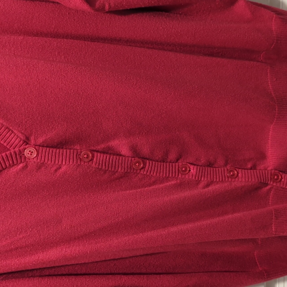 Red Button-Up Cardigan - Picture 3 of 3
